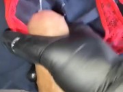 BIG COCK Jerk Off and Cumming on my red Lace Pantie ! 7/16