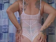 SINGLE,HAPPY,EXCITED,FEMALE,SOLO,BIG TITS,BIG ASS, WHITE LINGERIE,LATINA,MILF 3/16