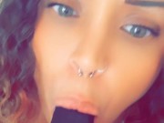 Sexy sloppy sucking on dildo on the stairs 12/16