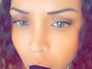 Sexy sloppy sucking on dildo on the stairs 9/16