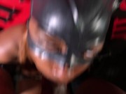 Black Catwoman swallows big dick for trick or treat 14/16