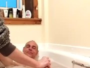 Getting a blowjob in the bath 16/16