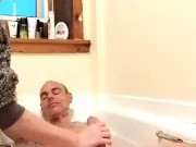 Getting a blowjob in the bath