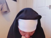 Horny Nun gives Big White Cock a sloppy blowjob - Halloween 2/16