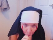 Horny Nun gives Big White Cock a sloppy blowjob - Halloween 5/16