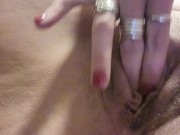 Playing with my pussy stretching up close 11/16