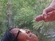 Nerdy Asian Girl in Glasses Gets Huge Facial Outdoors - Jada Kai 2/16