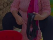 Big Pussy BBW big ass & Huge Boobs Hot Egypt Stepmom Washing Dress & Gets Horny! 1/16