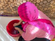 Big Pussy BBW big ass & Huge Boobs Hot Egypt Stepmom Washing Dress & Gets Horny!