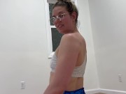 Hot girl in booty shorts challenges you to a workout 12/16