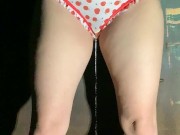 Babe empties full bladder through panties 13/16