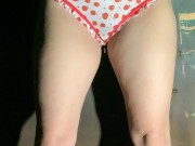 Babe empties full bladder through panties 15/16