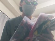 【下着＆レビュー】真っ赤なパンツに包まれた勃起チンポを取り出してぬるぬるにして扱いてイキます。 4/16