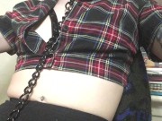 girl wearing chain and leash 6/16