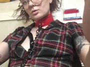 girl wearing chain and leash 8/16