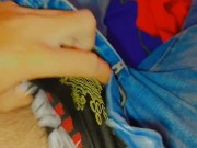 Horny Guy In Sweatpants Masturbates His Big fat Cock🍌 9/16