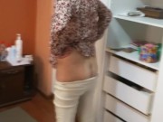 It turns me on to get home and have my stepson masturbate while watching me undress 11/16