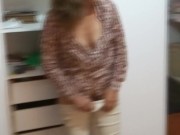 It turns me on to get home and have my stepson masturbate while watching me undress 14/16