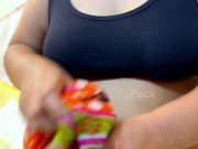 Huge Hanging Tits Big Ass & Wet Tight Pussy Black Bra & White Panty Wearing Muslim Arab Girl 12/16