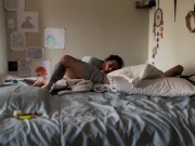 He wakes up to his cock and balls in my mouth 11/16