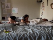 He wakes up to his cock and balls in my mouth 6/16