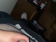 stroking my dick , wishing it was a trans slobbing on my knob 3/16