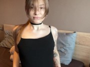 Bitch in a dark cat suit shows her breasts💕 2/16