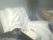 sexy sissy crossdresser ride champagne bottle and double fist dildo 13/16