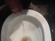 Golden rain in public toilet i pissing in the gas station toilet 12/16