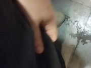 I jerk off my huge dick in the public toilet on gas station 1/16