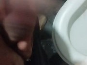 I jerk off my huge dick in the public toilet on gas station 11/16