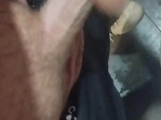 I jerk off my huge dick in the public toilet on gas station 3/16