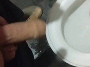 I jerk off my huge dick in the public toilet on gas station 6/16