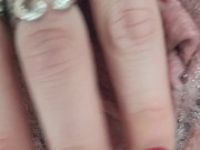 Rubbing stretching pulsing pink pussy in bath close up 1/16