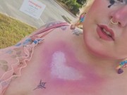 Exhibitionist waking down busy street 3/16