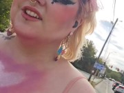 Exhibitionist waking down busy street 5/16