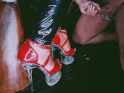 LittleMissTipToes - Dominant Goddess Milks Her Submissive Over Red High Heels 6/16