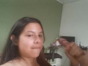 naughty little slut fucking and sucking until she gets cum on her face 15/16