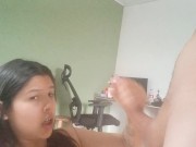 naughty little slut fucking and sucking until she gets cum on her face 16/16