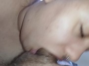 first creampie of the day, he didn't want to cum but I made him cum he couldn't take it 12/16
