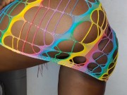 Big ebony milf shows bug oiled ass in rainbow lingerie 16/16