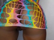 Big ebony milf shows bug oiled ass in rainbow lingerie 8/16