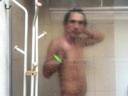 Taking shower after sucking a cock and cumming on my face 11/16