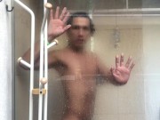 Taking shower after sucking a cock and cumming on my face 12/16