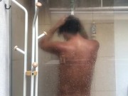 Taking shower after sucking a cock and cumming on my face 14/16