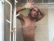 Taking shower after sucking a cock and cumming on my face 7/16