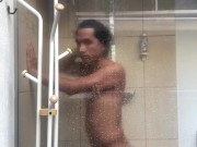 Taking shower after sucking a cock and cumming on my face 9/16