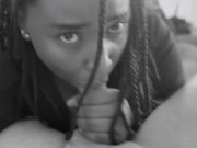 Black Girl Blowing White Guy Until He Cums All Over Her Face 16/16