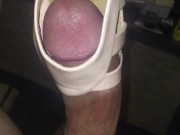 Stroking Cock With So Tight Pink Hermes High Heels Sandal 2/16