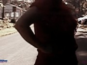 Amateur MILF Braless wearing her Sheer Red HOT Top all around Town 3/16
